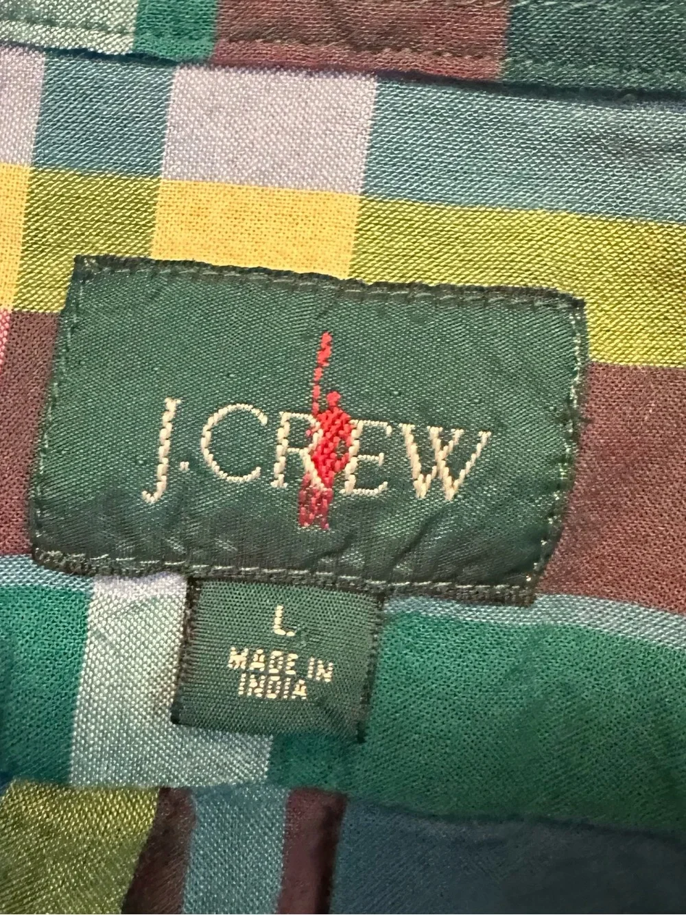 J. Crew Multicolor Plaid Button-Down Shirt - Green, Yellow, Blue, Red